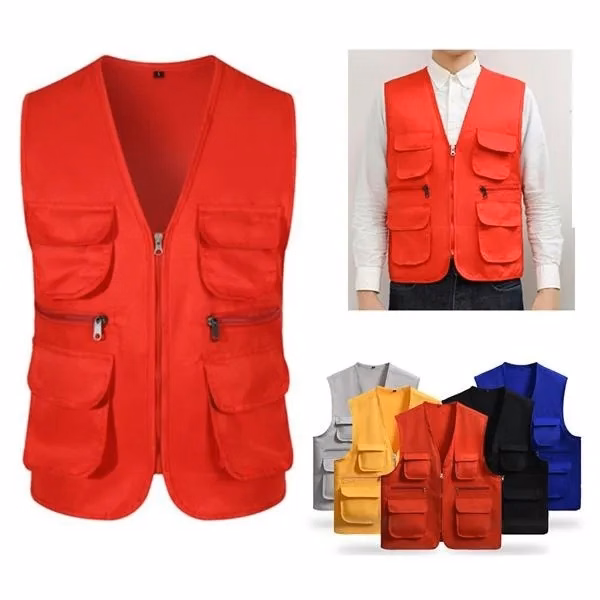 Multi-Pocket Vest Volunteer Activities Overall With Zipper