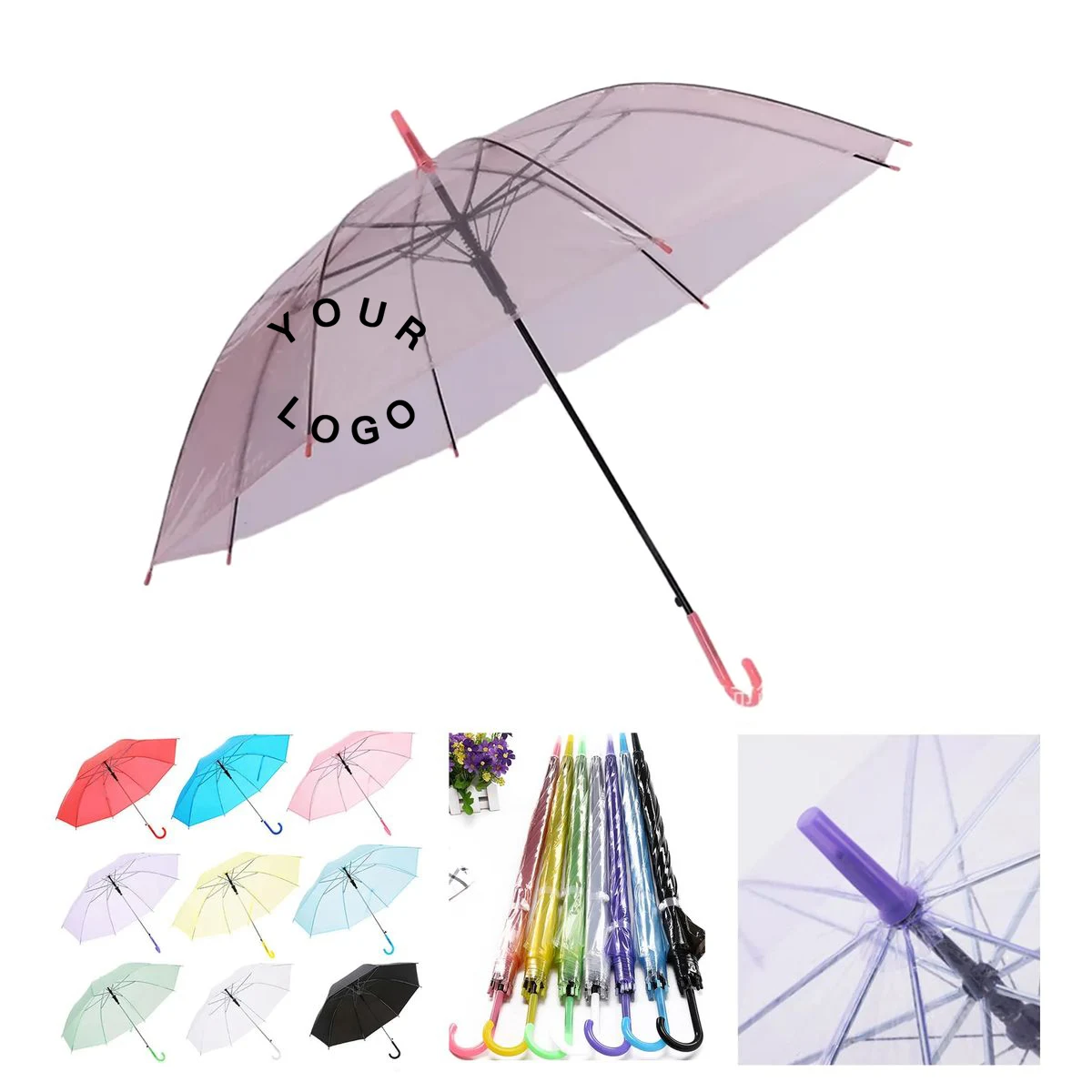 Curved Handle Transparent Umbrella for Weddings 1