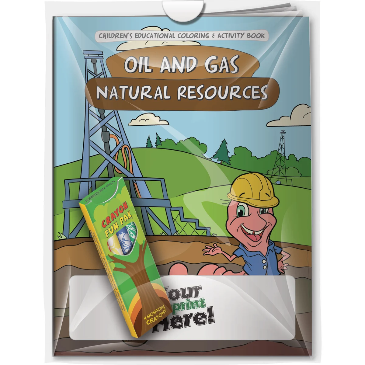 Combo Pack - CB1093 Coloring Book & 4-Pack of Crayons (Imprinted) in a Poly Bag 1