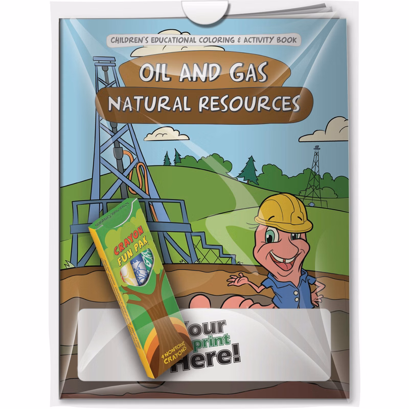 Combo Pack - CB1093 Coloring Book & 4-Pack of Crayons (Imprinted) in a Poly Bag