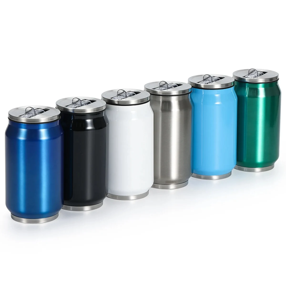 12 Oz. Cola Can Vacuum Water Bottle with Flip Lid and Straw 1