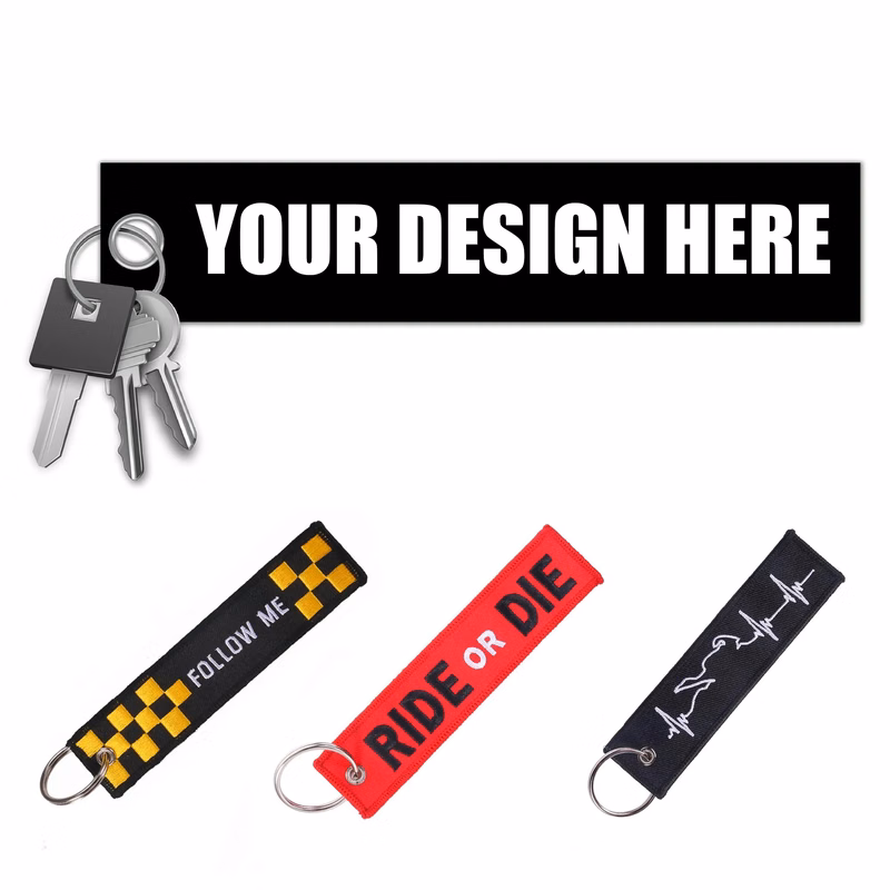 Embroidered Motorcycle Ring Keychain MOQ100
