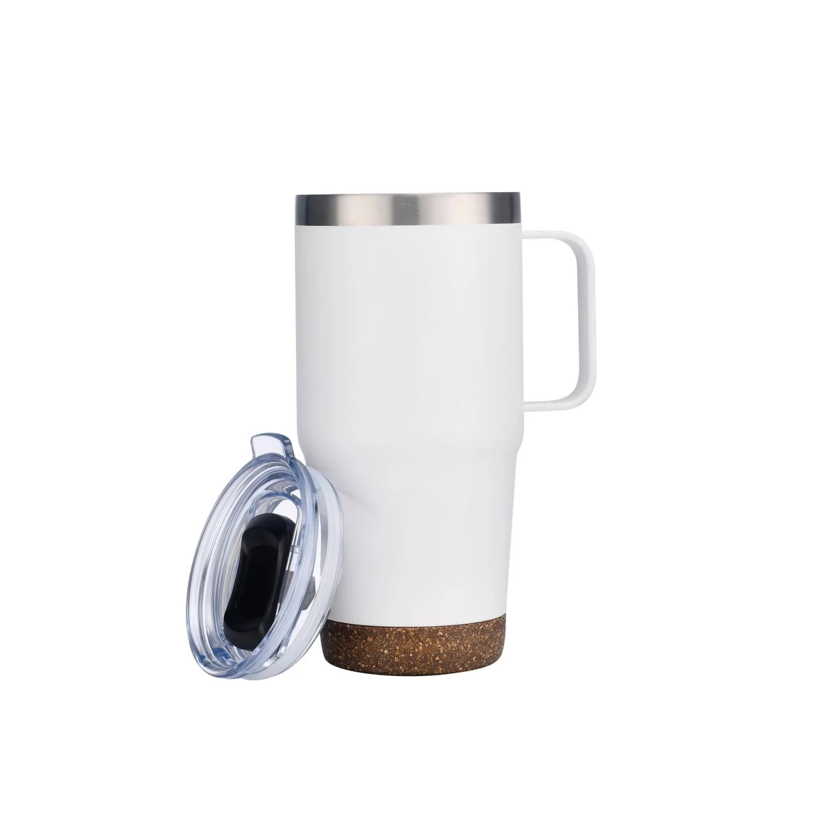 Endura 24 oz White SS Travel Mug with Cork Bottom 1