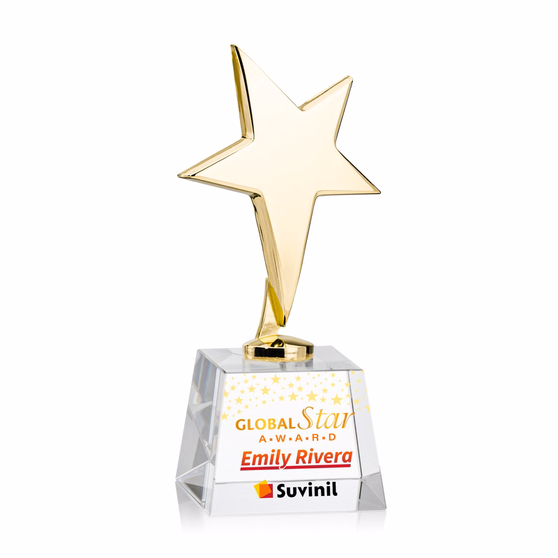 Tuscany Gold Star VividPrint™ Award on Robson Base - Clear