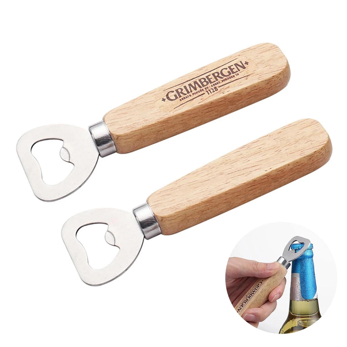 Wooden Handle Stainless Steel Bottle Opener 1