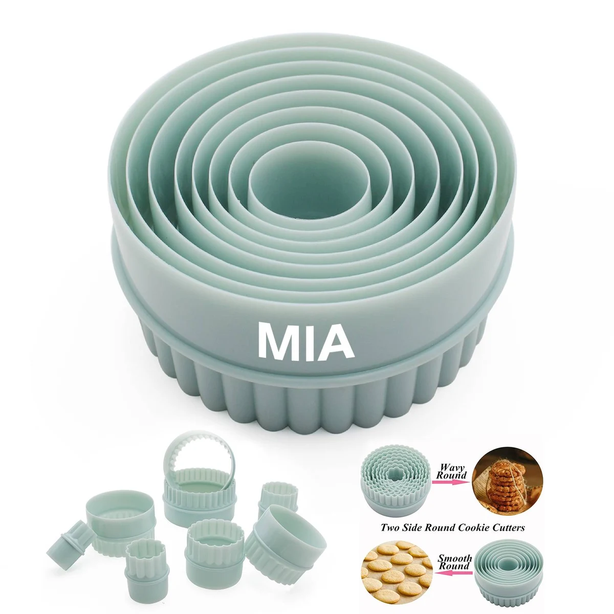 Plastic Round Cookie Molds 8pcs Lace Set 1
