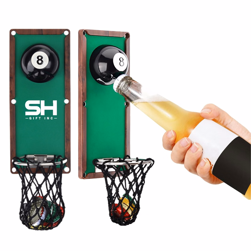 Billiard Ball Beer Bottle Opener Wall Mounted with Catcher