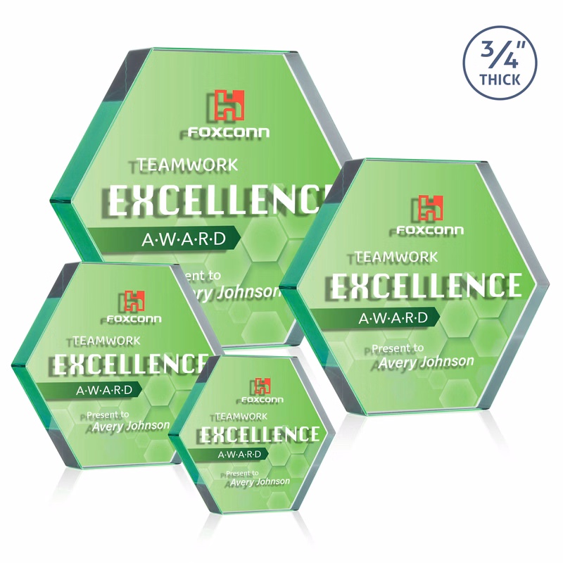Gilford Hexagon VividPrint™ Double Sided Award - Emerald