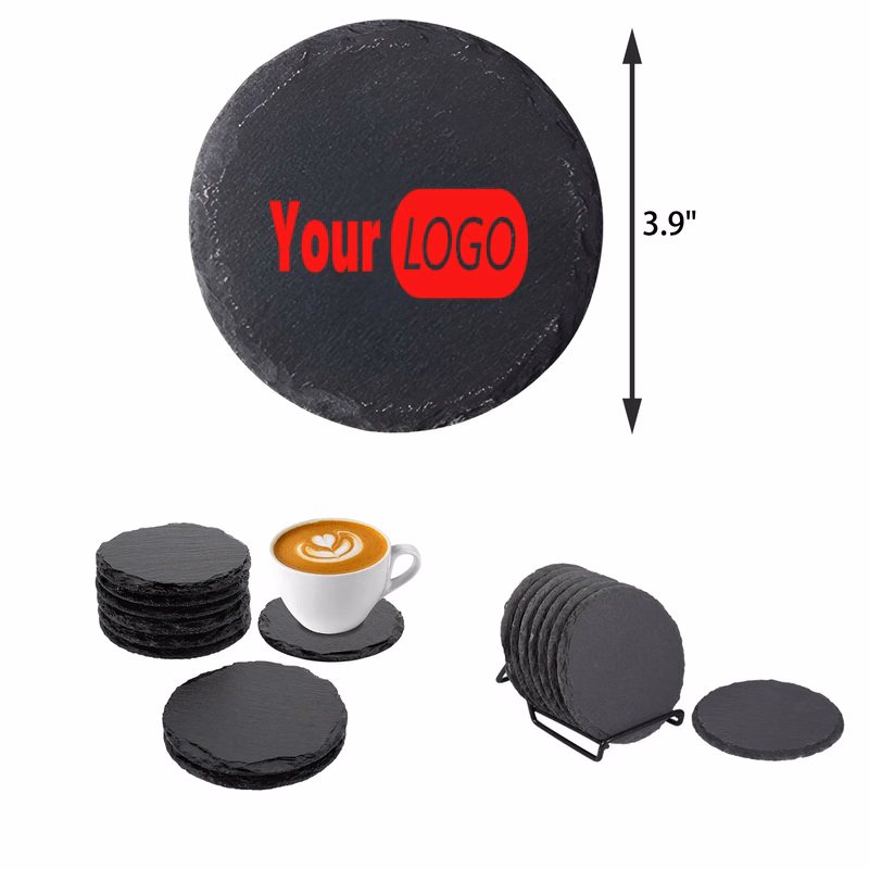 MOQ 50 PCS Round Slate Coaster