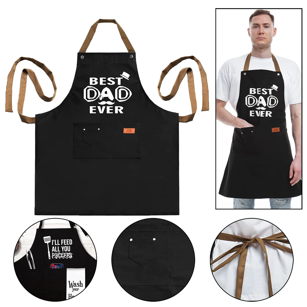 Chef Bib Apron with 3 Pockets 1