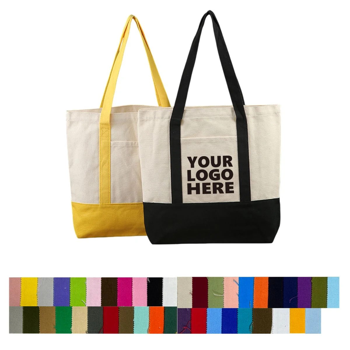 12oz Canvas Handbag with Front Pocket, custom tote bag with logo imprint 1