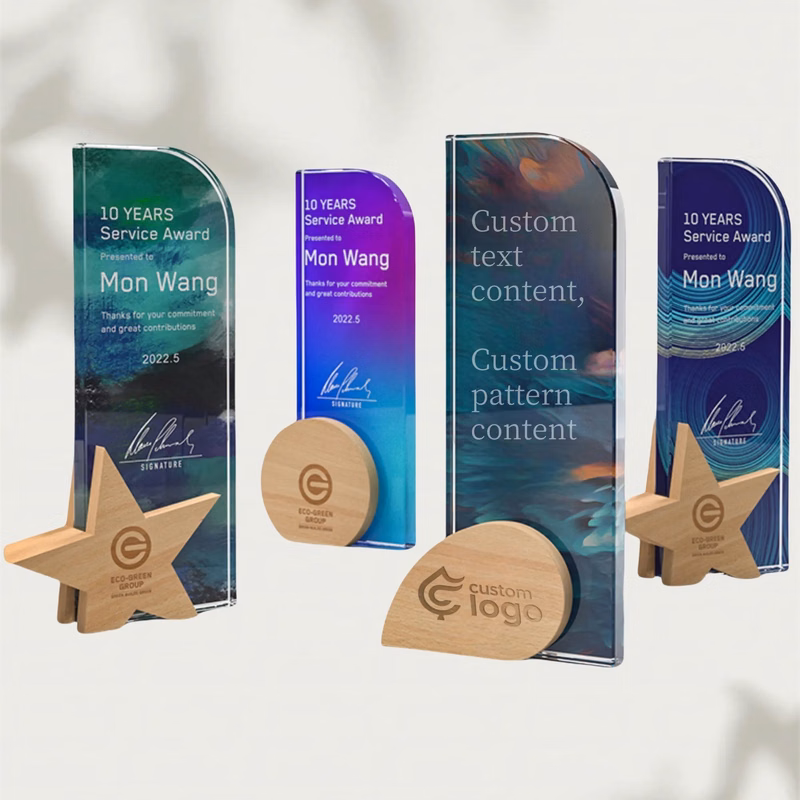 Custom Acrylic Trophy, Colorful Pattern, Service Award
