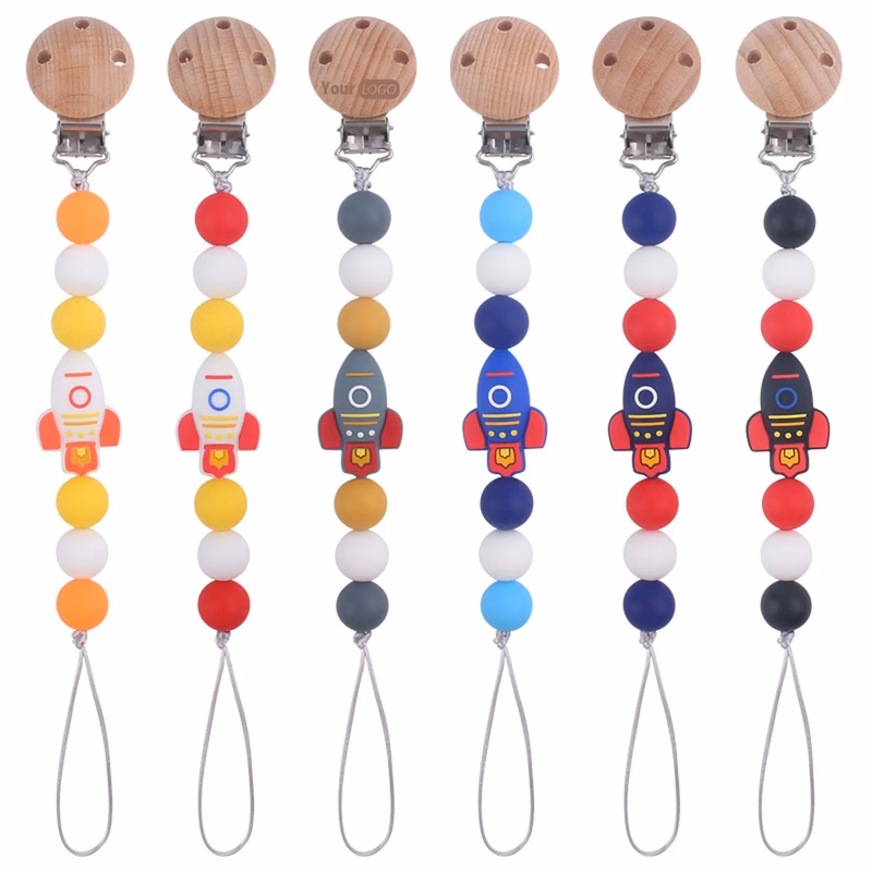 Cartoon Rocket Pacifier Chain