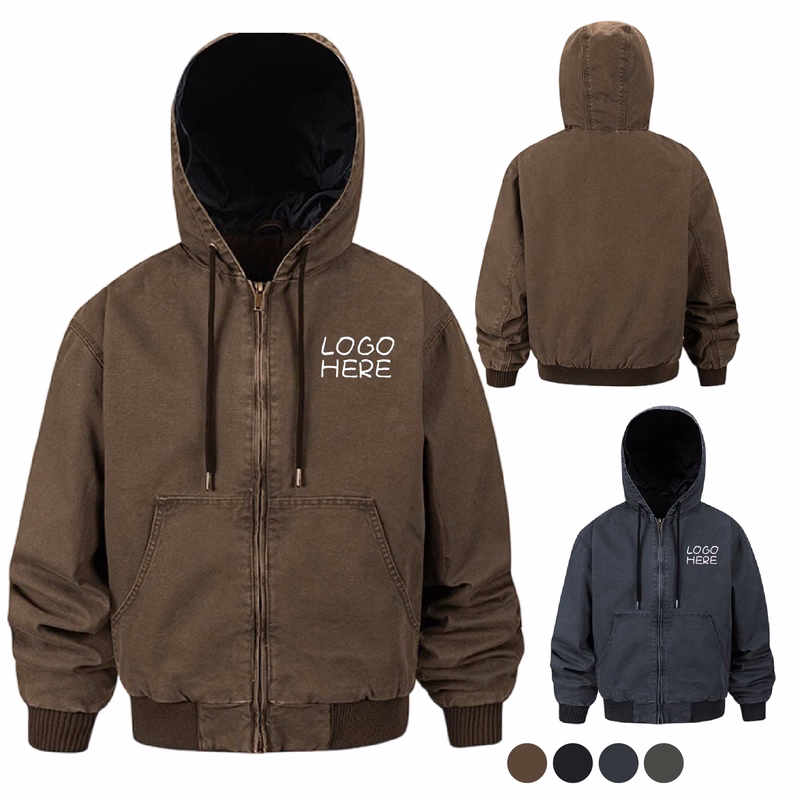 Men's Quilted Flannel Hooded Jacket