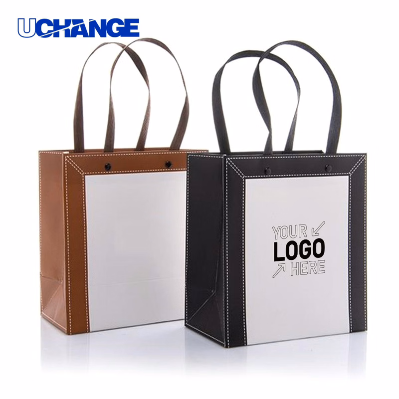 Custom Shopping Paper Tote Bag with Ribbon Handle