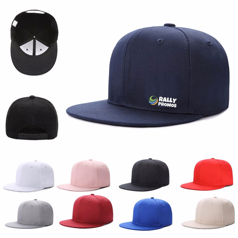 6 Panel Snapback Cap with Flat Brim