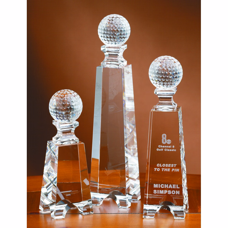 11" Crystal Golf Pillar Award