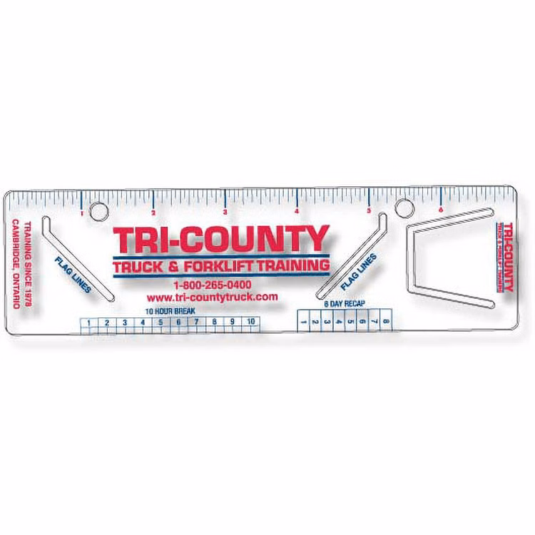 .020 Clear Plastic Logbook Ruler, Stock Shape LBR6 (2"x7.13"), Spot Colour