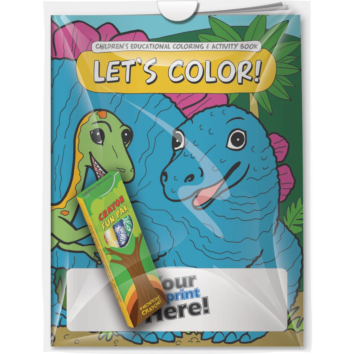 Combo Pack - CB1036 Coloring Book & 4-Pack of Crayons (Imprinted) in a Poly Bag 1