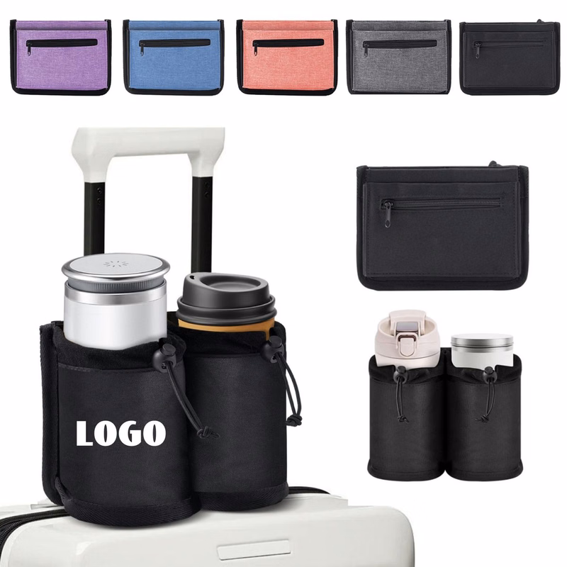 Dual Luggage Travel Cup Holder for Suitcase Handle