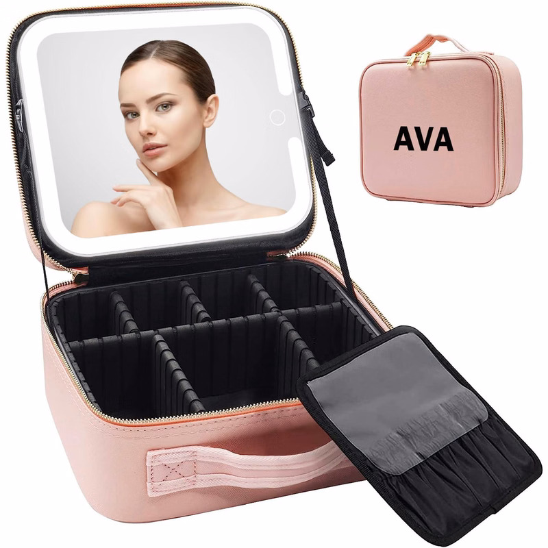 LED Large Capacity Cosmetic Bag With Mirror