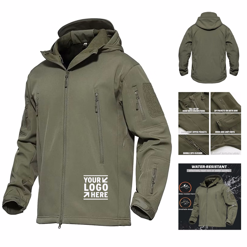 Men's Tactical Water Resistant Soft Shell Jacket 7 Pockets Fleece Lined Winter Coat