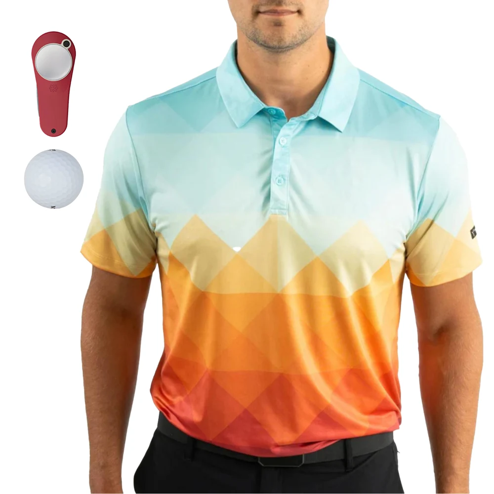 YATTA Golf® Abstract Men's Polo Shirt, Towel, Srixon® Golf Balls & Pitchfix® Icon Divot Tool Gift Set 1
