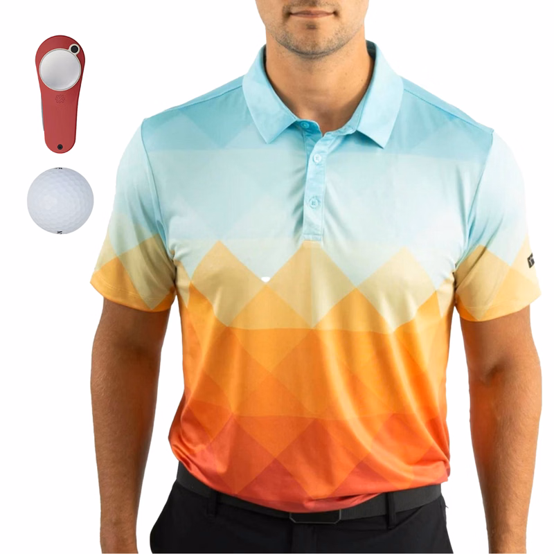 YATTA Golf® Abstract Men's Polo Shirt, Towel, Srixon® Golf Balls & Pitchfix® Icon Divot Tool Gift Set