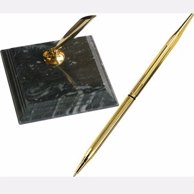 Green Marble Single Pen Stand and Solid Green Marble Base