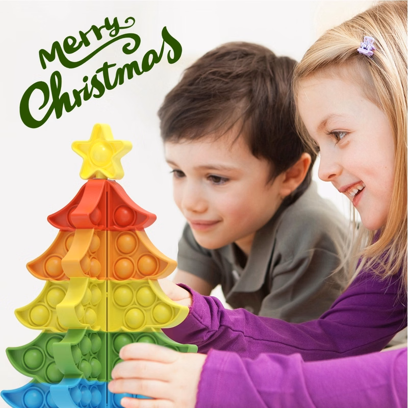 Christmas Tree Shape Push Pop Bubble Fidget Toy