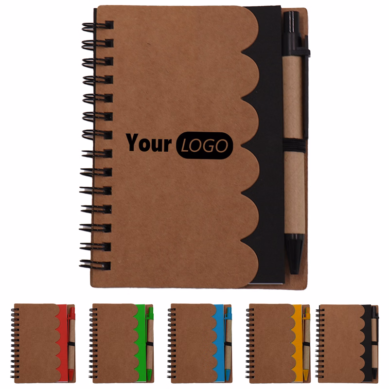 Scalloped Edge Spiral Notebook with Pen