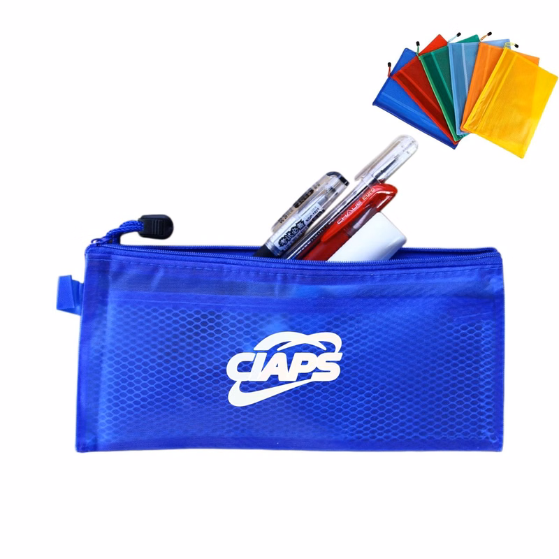 A6 PVC Mesh Zipper Pouch Document Organizer Bag