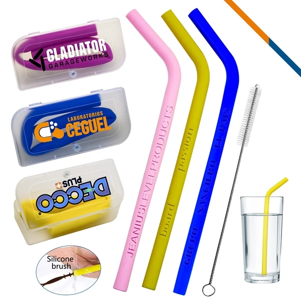 Custom Bendable Silicone Straws — Magnetic EVA Case Reusable Eco Beverage Gift 1
