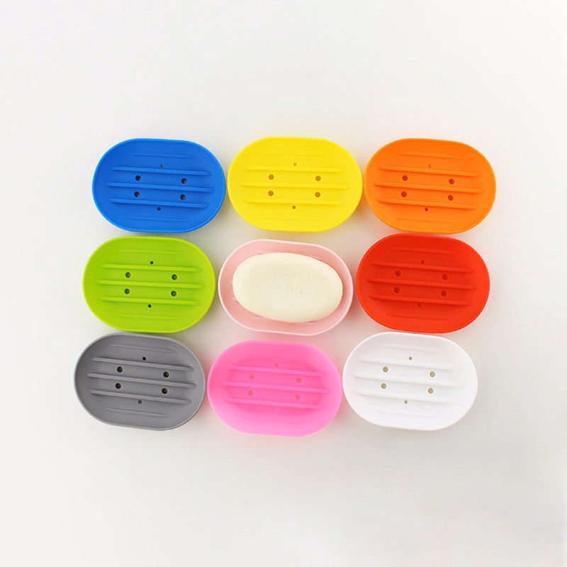 Oval Solid Color SiliconeSoap Dish