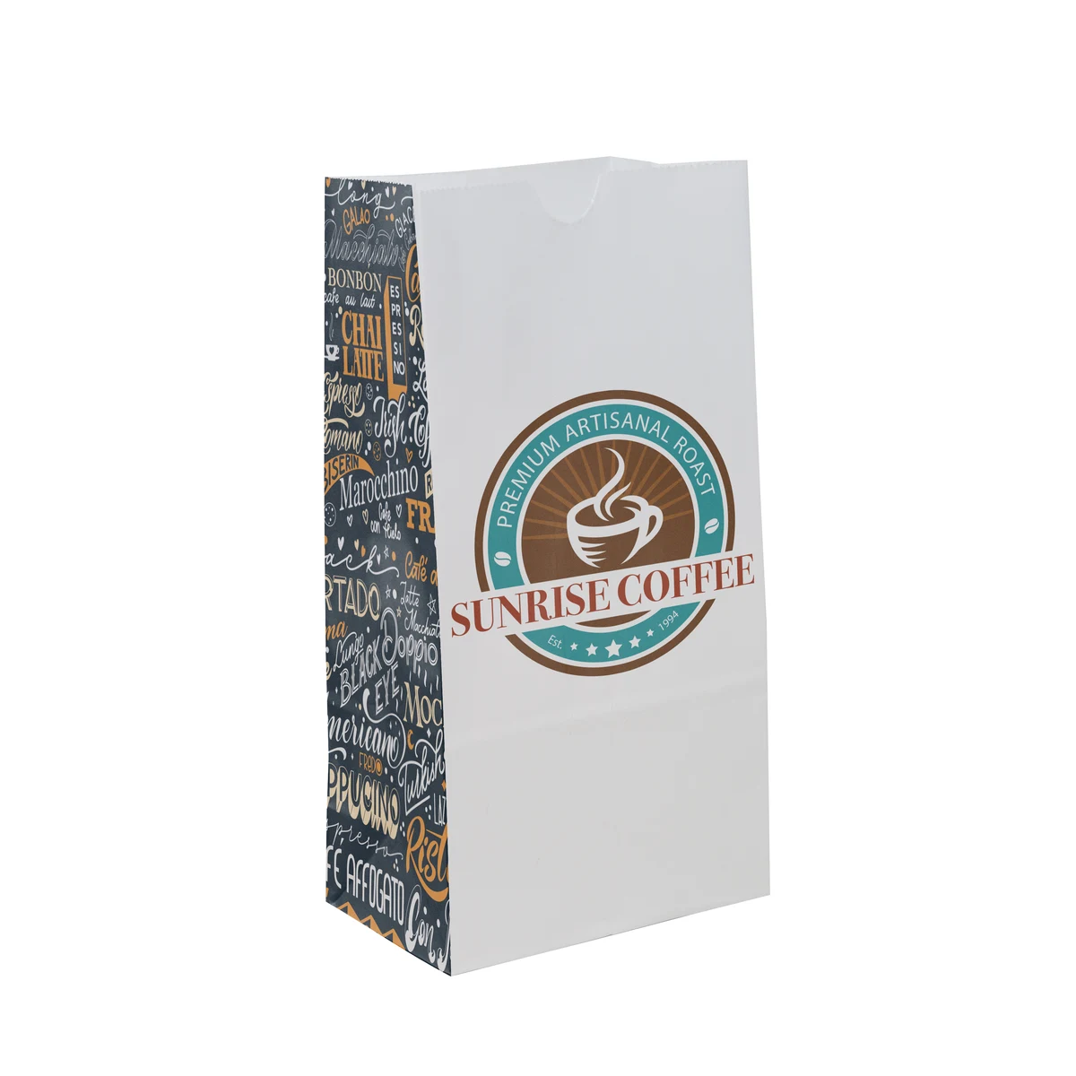 SOS #4 Multi-Sided Full Color Food Safe Paper Bags (5" x 9.75" x 3.125") 1