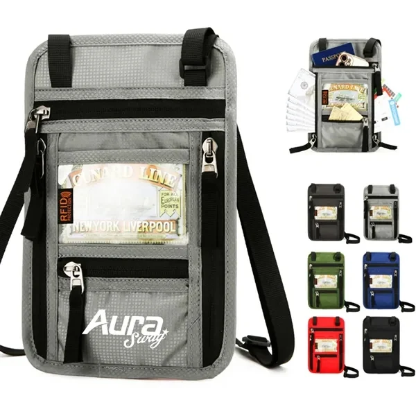 Custom RFID Blocking Waterproof Crossbody Travel Pouch — Full-Color Security Item 1