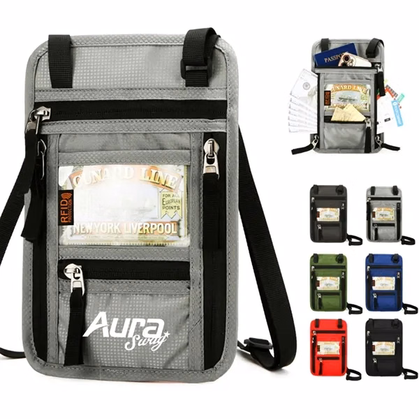 Custom RFID Blocking Waterproof Crossbody Travel Pouch — Full-Color Security Item