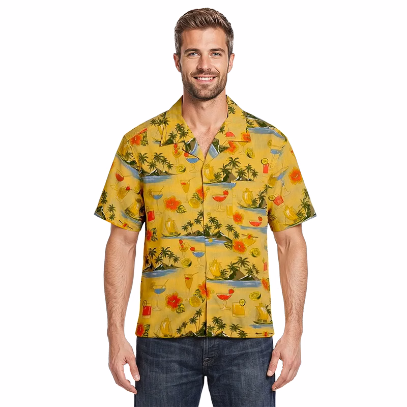 Cocktail Print Camp Shirt