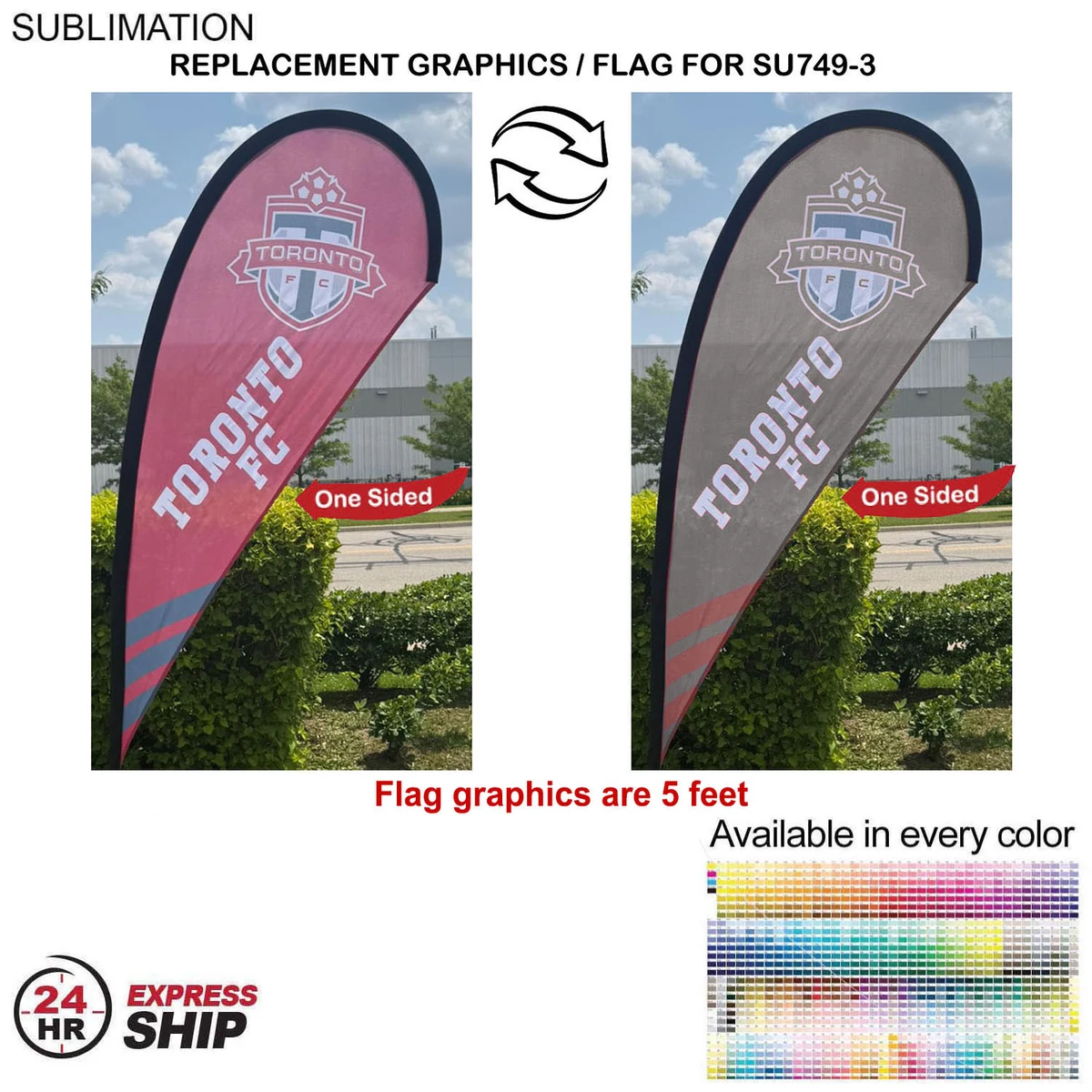 24Hr Express Ship - Replacement Flag for 7.5' Small Tear Drop Flag Kit, Full Color Graphics One Side 1