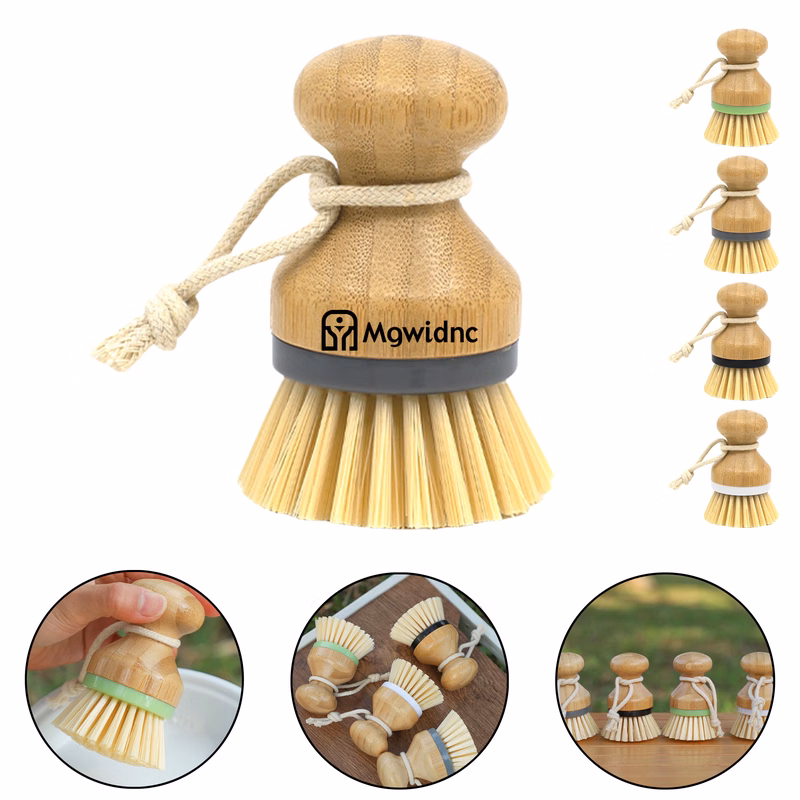 Bamboo Wooden Dish Brush with Stamp Head for Outdoor Kitchen Cleaning