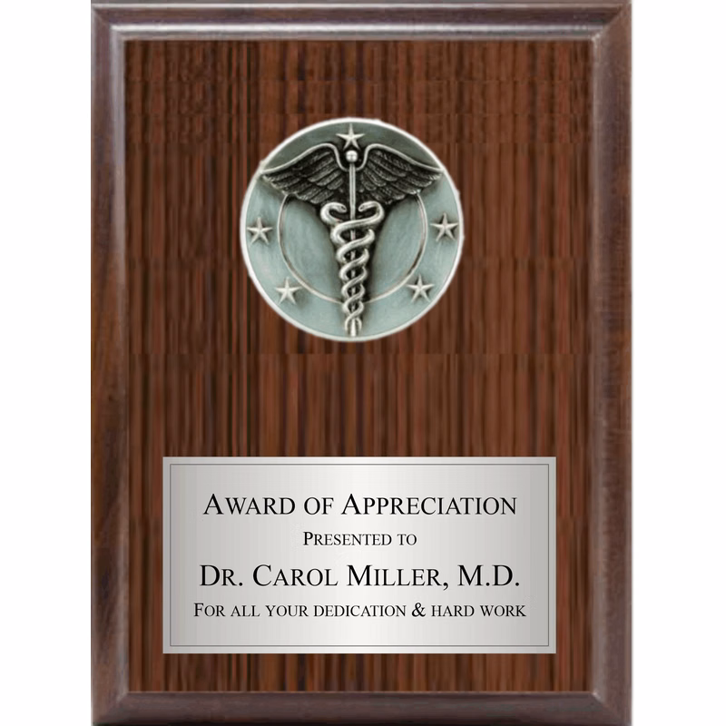 5" Caduceus On Plaque