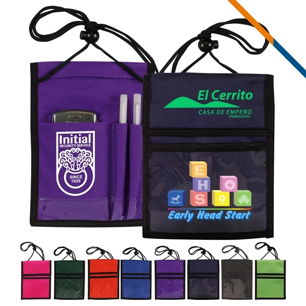 Custom 5.5" x 7.25" Multi Pocket Badge Holder with Adjustable Strap — Convention 1