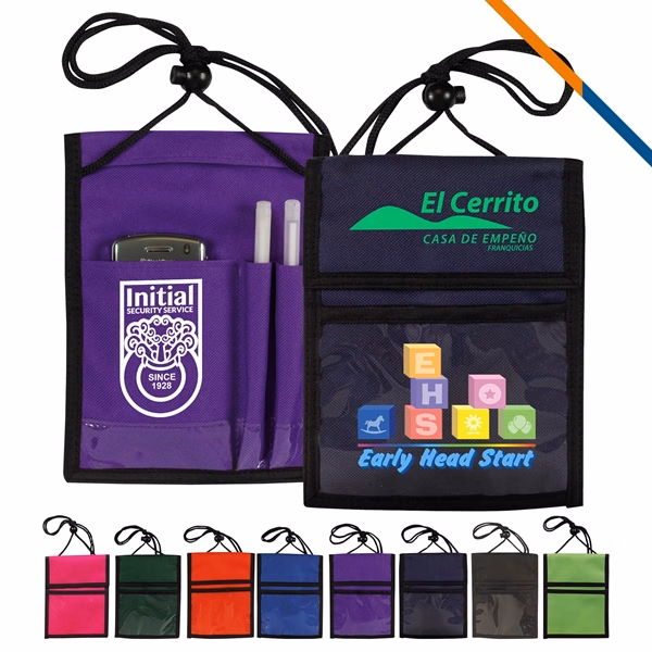 Custom 5.5" x 7.25" Multi Pocket Badge Holder with Adjustable Strap — Convention