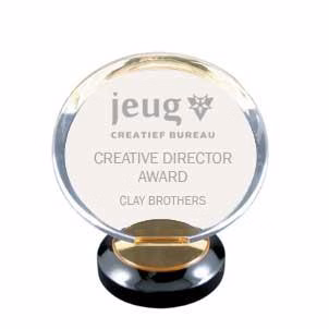 Acrylic: Circle 7", Gold/Black oval base