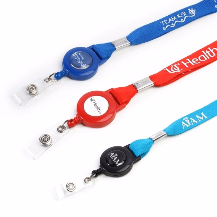 1" Flat Polyester Lanyard with Badge Reel