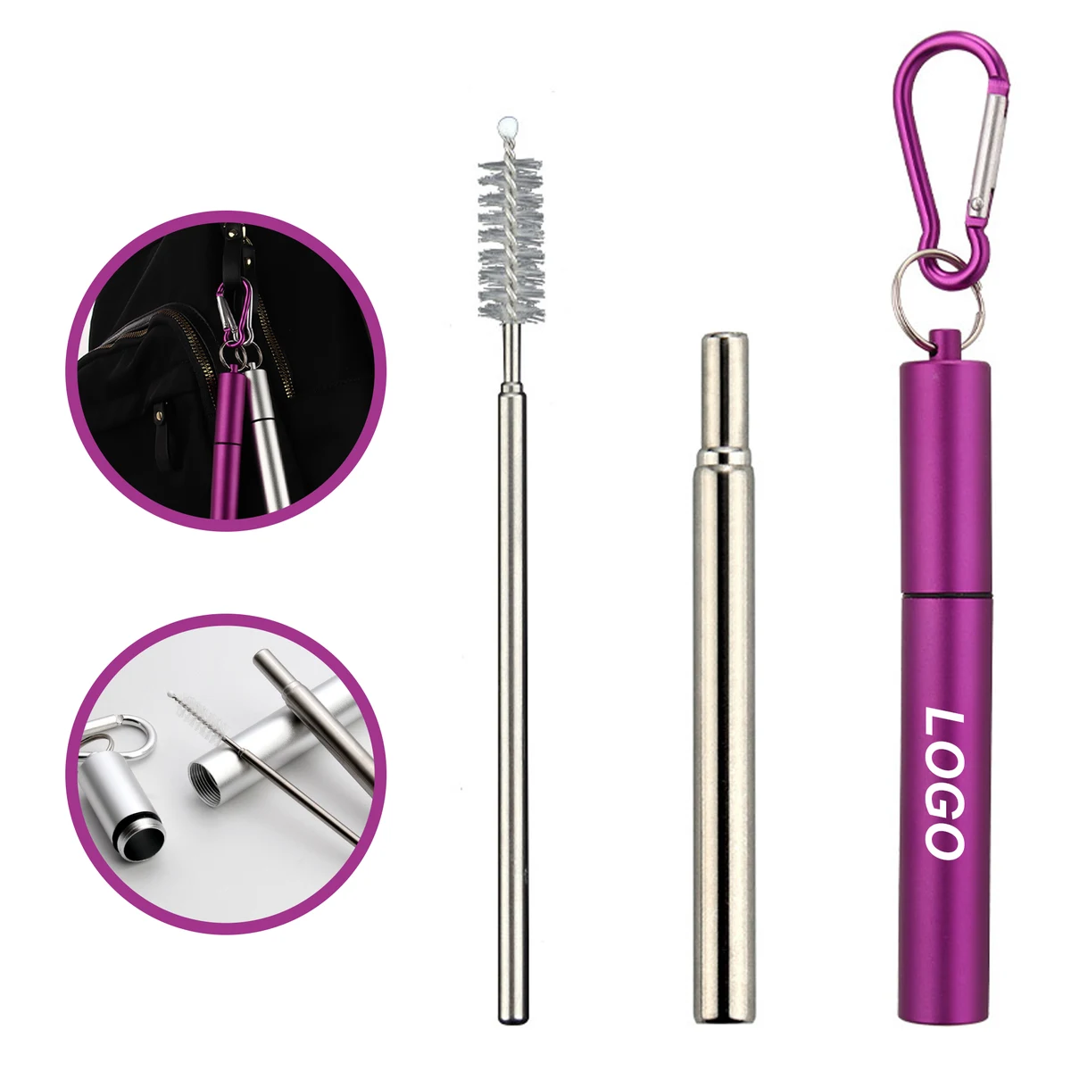 Customisable Logo Retractable Travel Stainless Steel Straws 1