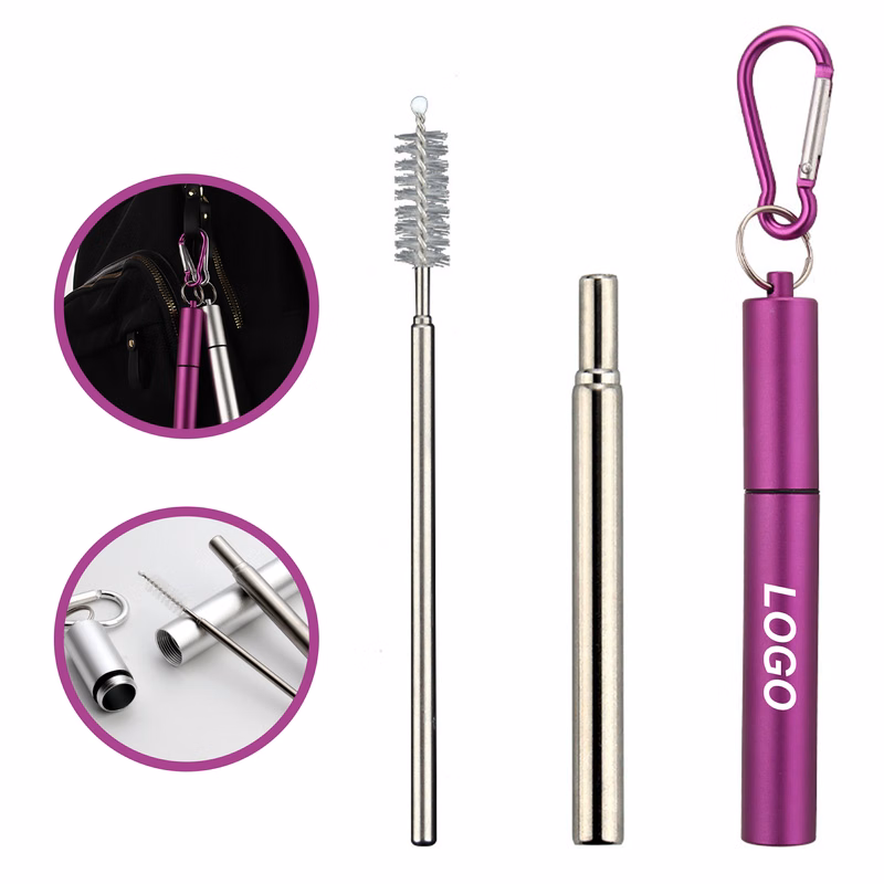 Customisable Logo Retractable Travel Stainless Steel Straws