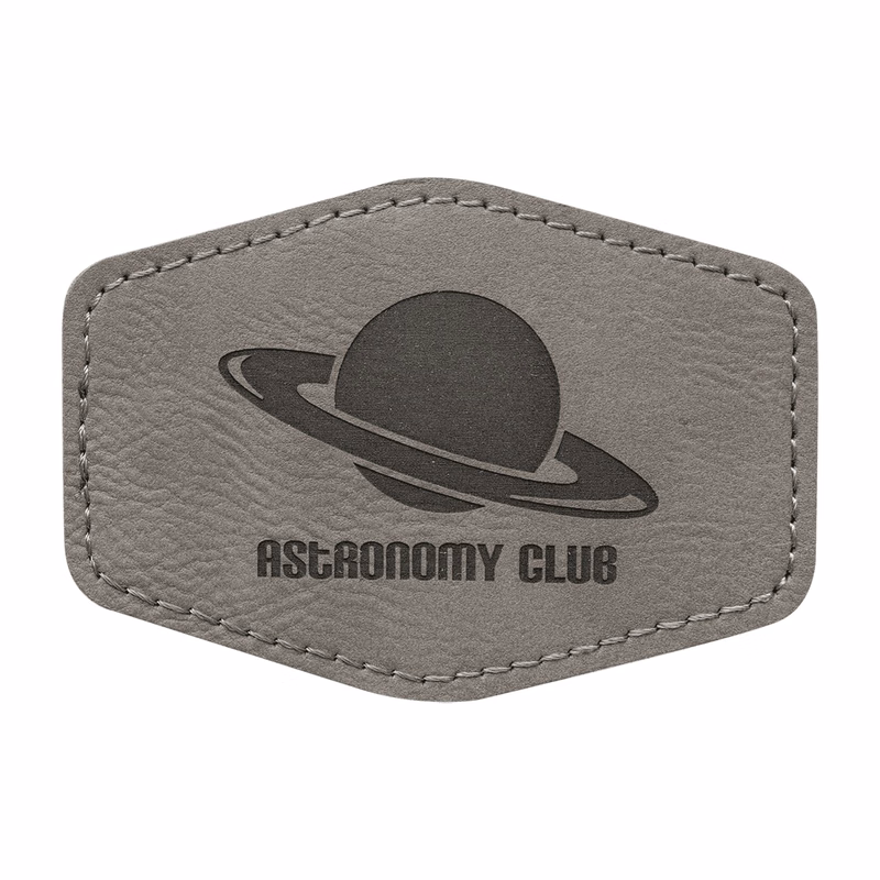 3" x 2" Gray Leatherette Hexagon Patch with Adhesive