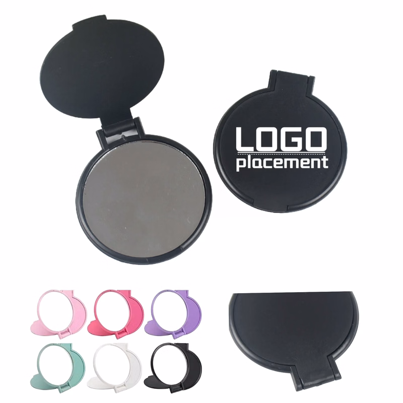 Promotional Plastic Foldable Round Flip Mini Makeup Mirror