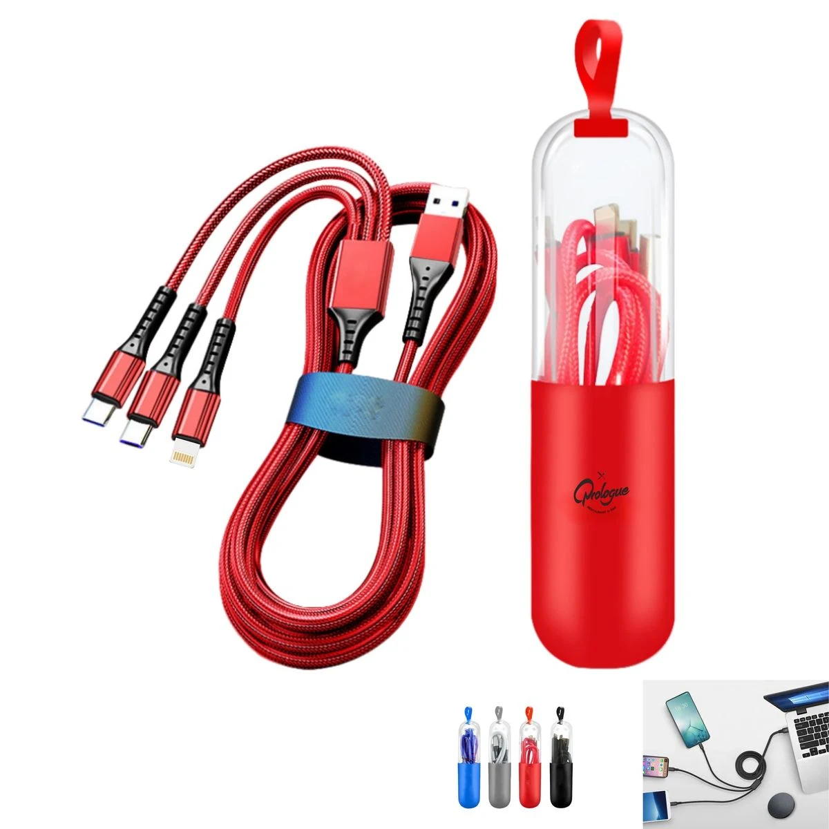 4ft Braided Fast Charging Cable with Capsule Case 1